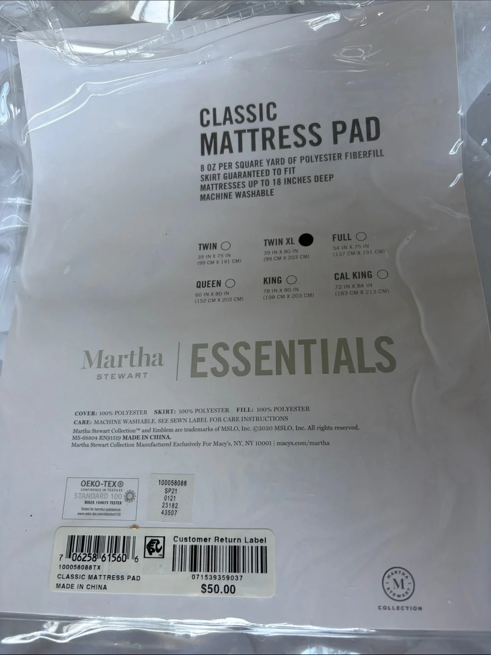 Martha Stewart White Quilted Mattress Protector Pad